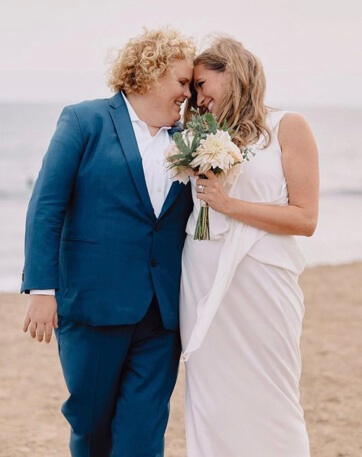 Fortune Feimster with her wife. 